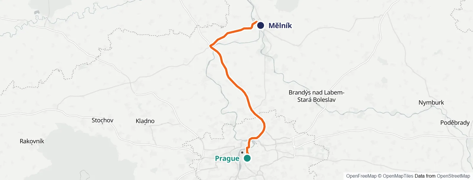 Mapa trasy: Prague – Mělník